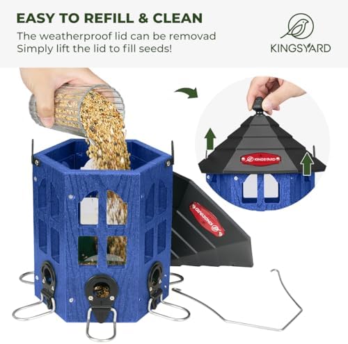 Kingsyard Hopper Bird Feeders for Outdoors Hanging, Squirrel-Proof