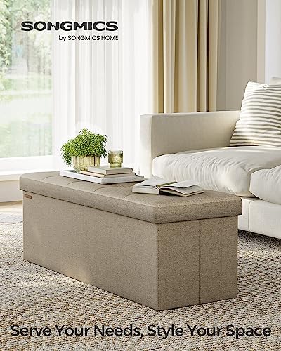 SONGMICS 43.3 Inches Folding Storage Ottoman Bench, Load 660 lb