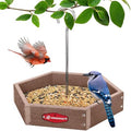Kingsyard Hanging Platform Bird Feeder for Outdoors, Deep Tray, Brown