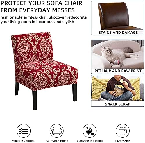 Eco-Ancheng Armless Accent Chair Cover Slipcover Stretch Spandex Slipper Chair Cover Removable Washable for Armless Chair Slipcover Furniture Protector Covers for Living Dining Room Hotel