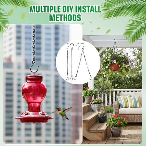 Outus 4 Pack Hanging Chain for Bird Feeders, 23.6 Inch, Black