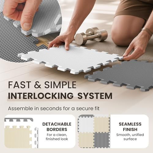 bemaxx Gym Mats Set - EVA Interlocking Foam Floor Tiles Workout Mat Puzzle
