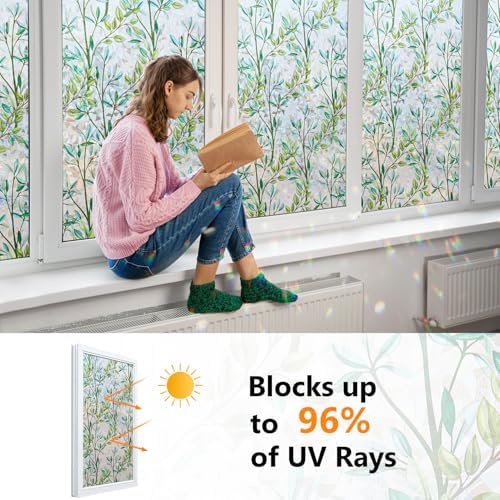 Ranzdn Window Privacy Film, Stained Glass Static Cling, 17.5" x 78.7"