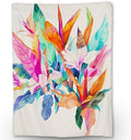 Tropical Leaf and Floral Blanket, Soft, Cozy, Lightweight Flannel Throw Blanket - Ideal for Couch, Bed, Travel, Fuzzy Decorative Home Decor for Indoor and Outdoor Use 60"x50"