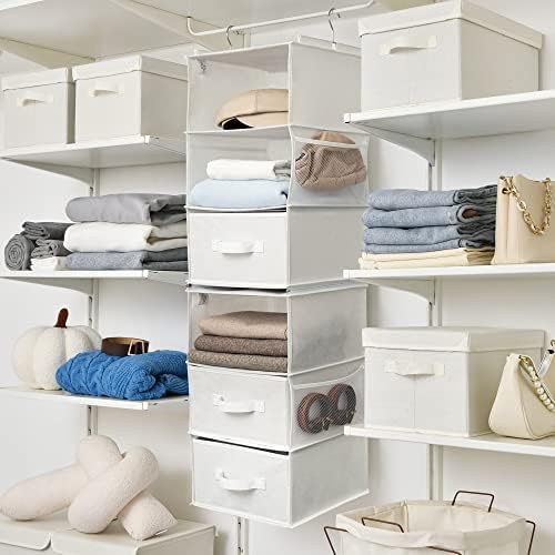 GRANNY SAYS Hanging Closet Organizer with 3 Drawers & 6 Shelves, White