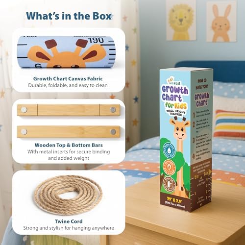 Wall Growth Chart for Kids - Wrinkle-Free Canvas Height Ruler