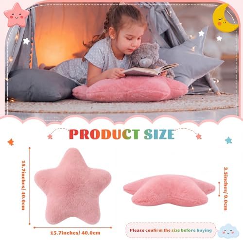 Soaoo 5 Pcs Star Fluffy Pillow Star Shape Pillow, Soft Mix