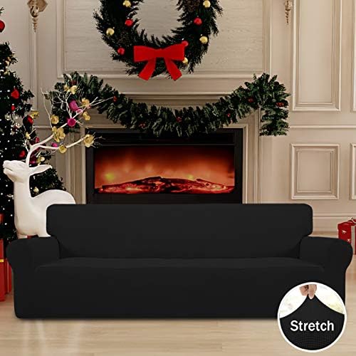 Easy-Going Stretch 4 Seater Oversized Sofa Couch Cover Black