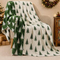 Hahafelt Green Christmas Tree Chenille Throw Blanket 50x60 Soft Couch