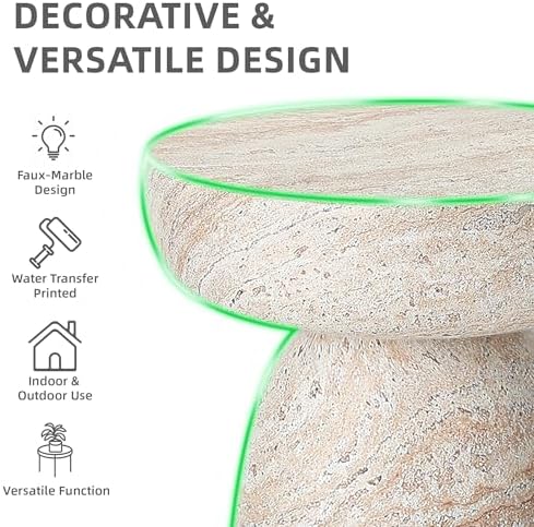 28" Side Table Outdoor, Large Modern Geometric End Table