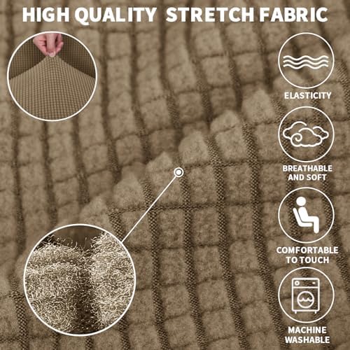 JIVINER High Stretch Couch Covers for 3 Cushion Couch 1-Piece Extra Large Sofa Covers with Elastic Bottom Anti Slip Elastic Sofa Slipcover Furniture Protector for Pets (XL Sofa, Brown)