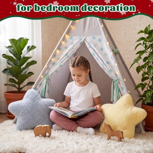 Soaoo 5 Pcs Star Fluffy Pillow Star Shape Pillow, Christmas Earth Tones
