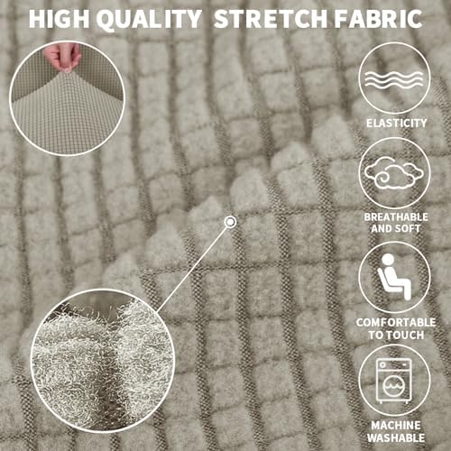 JIVINER High Stretch Couch Covers for 3 Cushion Couch 1-Piece Extra Large Sofa Covers with Elastic Bottom Anti Slip Elastic Sofa Slipcover Furniture Protector for Pets (XL Sofa, Khaki)