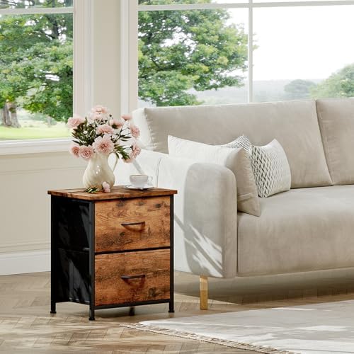Somdot Night Stand with 2 Drawer, Small Nightstand End Table, Bedside Table