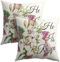 Easter Throw Pillow Covers 20x20 Inch Set of 2 He is Risen Cushion Case Spring Lily Flower Cotton Linen Square Pillowcases Happy Easter Pillows Protector for Home Sofa Party Couch Bed