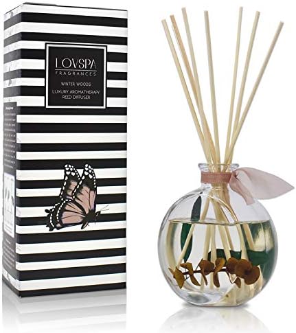 Reed Diffuser Set, Winter Woods Scented Oil Diffuser with Sticks, Home Fragrance Accessories for Bathroom Shelf Decor, Aroma Diffusers for Home or Office Desk, USA Made