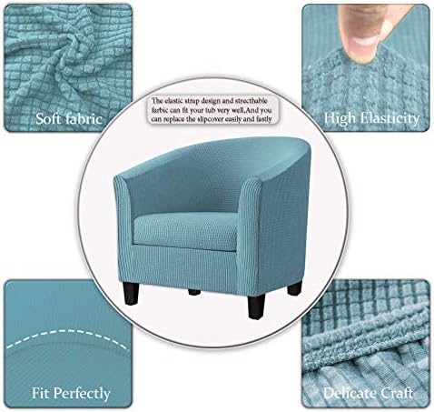 2 Piece Tub Chair Covers with Cushion Cover, Stretch Jacquard Furniture Cover,Armchair Protector Slipcover Removable Machine Washable (Sky Blue)