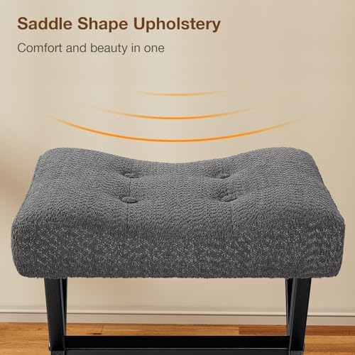 Memobarco 18-Inch Large Vanity Stool Chair, Gray Makeup Stool
