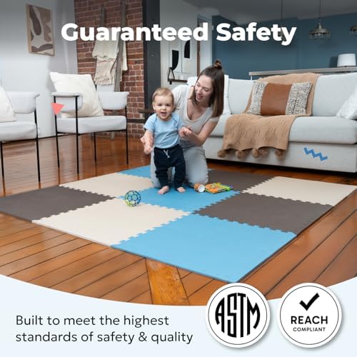 MioTetto Baby Play Mat, Soft Foam Floor Tiles for Kids. Adjustable Interlocking Foam Tiles, Fits with 74x74 Playpen Baby mat for Crawling & Development, Safe & Non-Toxic Playmat for Babies 6-12 Months