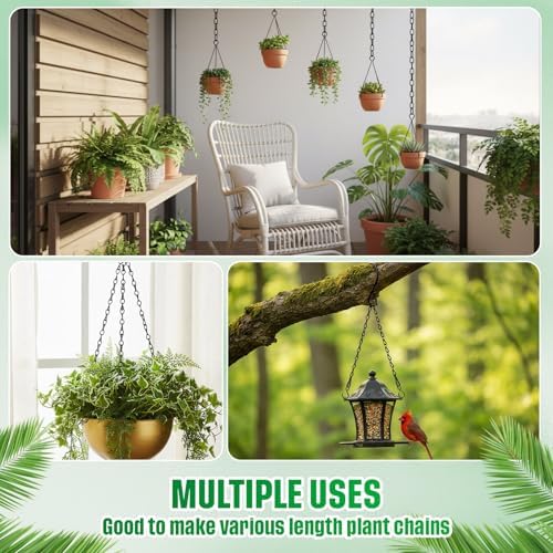 EBOOT 2 Pcs Hanging Chain for Bird Feeders Planters,23.6 Inch,Black