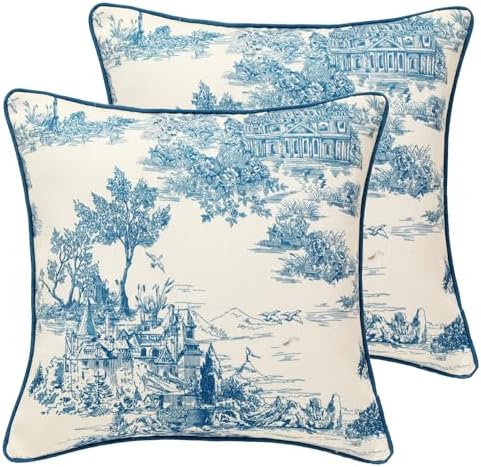 patdrea Designer French Vintage Throw Pillow Cover,18"x18",Set of 2