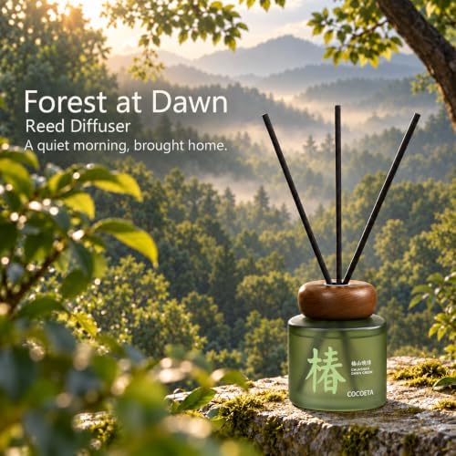 Dawn Camellia Grove Amalfi Lemon & Mint Reed Diffuser, 5.9 Fl Oz – Fresh Citrus Home Fragrance for Up to 90 Days - Reusable, Refillable Glass Holder - Includes 4 Natural Reed Sticks - Flame Free