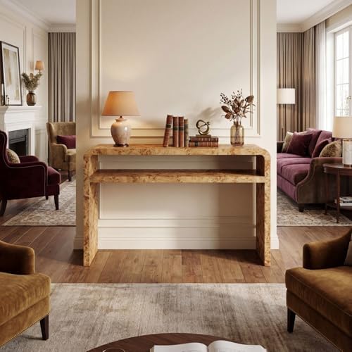 Hyfirm Burl Wood Style Console Table for Entryway, Sofa Table Behind Couch