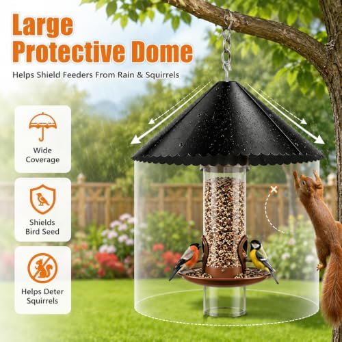 18" Hanging Metal Squirrel Baffle for Bird Feeder Pole, Bird House Guard