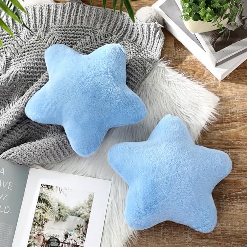 Beeveer 2 Pcs 11 Inch Star Pillow Decorative Gift, Blue