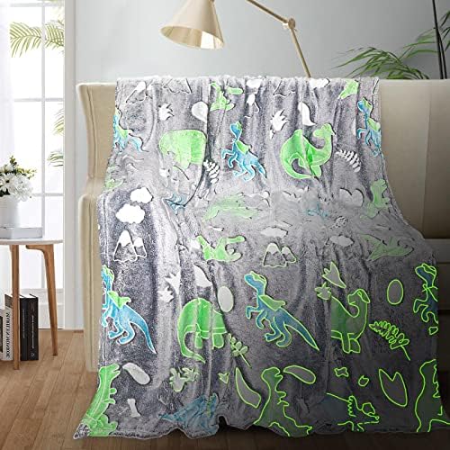 Glow in the Dark Dinosaur Kids Blanket - Soft Fleece Throw, 50"x60" - Boys & Toddlers, Birthday Gift
