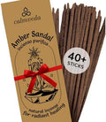 CALMVEDA Amber Incense Sticks Resinous - Ultra Luxurious, 40+ Thick Sticks