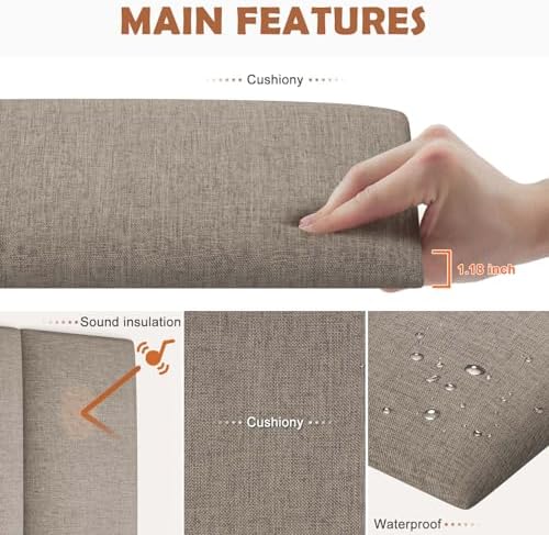 IFNOW Wall Mounted Headboard, Peel and Stick Panels, Linen, King