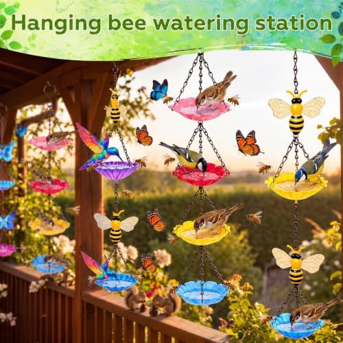 2 Pcs Mini Hanging Bird Bath, Bee Water Station, Butterfly & Hummingbird