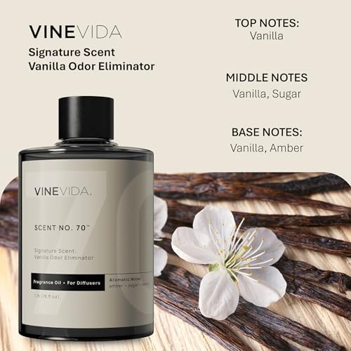 VINEVIDA [16 Fl Oz] Vanilla Odor Eliminator Fragrance Oil for Cold Air Diffusers, Essential Oils for Diffuser Oil Refill & Air Freshener Room Spray