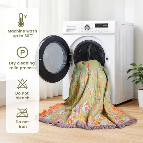 MSGKV Boho Throw Blanket 60"x80" Fall Cotton Butterfly Floral Blanket
