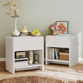 AMERLIFE Nightstands Set of 2 with Storage Drawer & Shelves, White