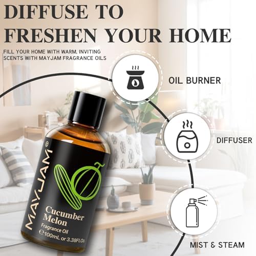 MAYJAM Cucumber Melon Fragrance Oil for Diffusers, 100ML/3.38FL.OZ