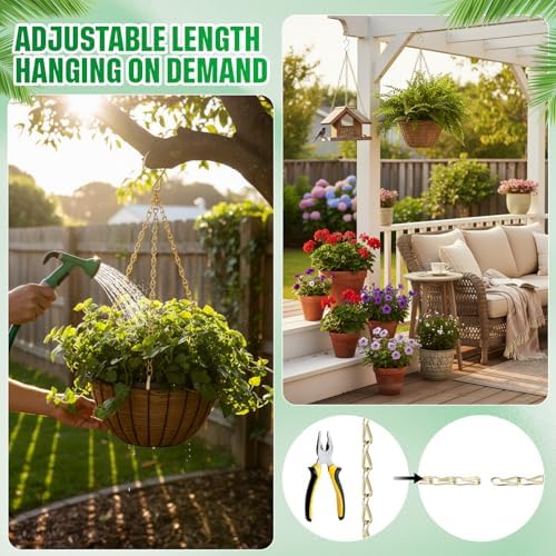 EBOOT 2 Pcs Hanging Chain for Bird Feeders Planters,35 Inch,Gold