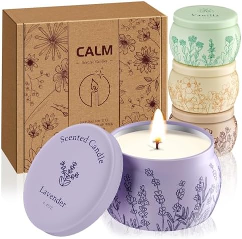Scented Candles Gift Set for Women, 17.6oz, 4 Pack Soy Wax for Home Scented