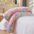 Bigacogo Chunky Knit Throw Blanket for Couch, 40x60 inches, Pink Blue Mix