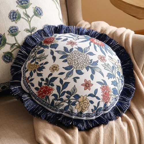 patdrea Designer Vintage Chinoiserie Throw Pillow Cover,Diameter 16"