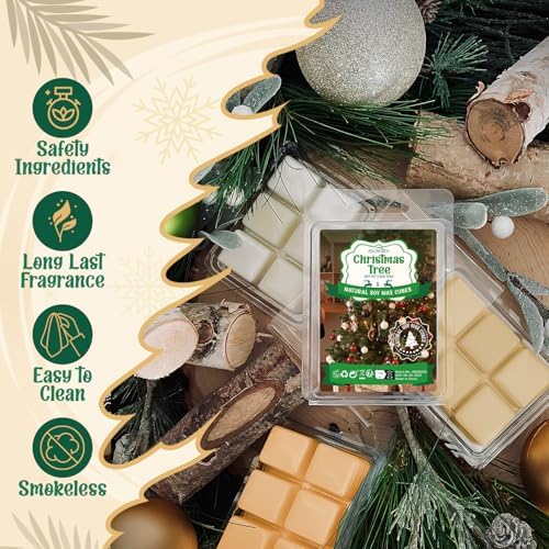 Christmas Wax Melts, 8 Pack Winter Scented Wax Cubes, Soy Wax Cubes Strong Scent, Wax Melts Tarts for Warmer - Apple Cinnamon, Christmas Pudding, Candy Cane and More, Colored Wax Melt Gift Set