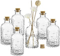 MyGift Vintage Fleur De Lis Clear Glass Bottles with Cork Lid Set of 6