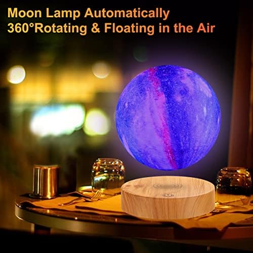 Levitating Moon Lamp, Floating Galaxy Moon Light Spinning 16 Colors LED Moon 3D Printing Magnetic Levitation Night Lights with Remote for Room Office Decoration Cool Gifts