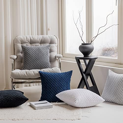 Kevin Textile Soft Corduroy 20x20 Inch Pillow Covers 2 Pack, Pure White
