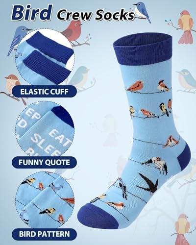 Bonuci 6 Pairs Bird Watcher Socks for Men Bird Nerd Dad Birthday Gifts