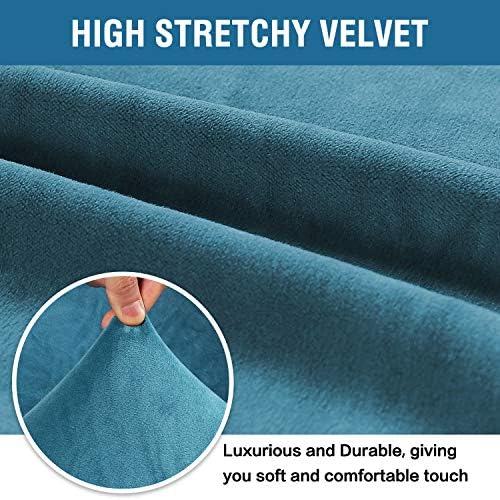 H.VERSAILTEX Stretch Velvet Armchair Cover Couch Covers 1 Cushion Chair Slipcover for Living Room Furniture Cover Crafted from Thick Comfy Rich Velour (Chair 31"-49", Peacock Blue)