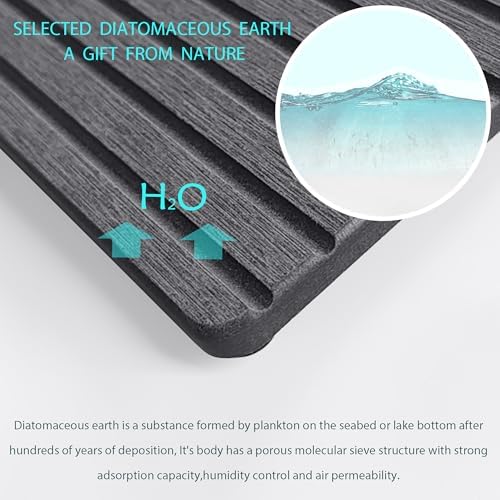 NiuYichee 2 PCS Water Absorbent diatomite Coasters, 10.2" x 4" Water Absorbing Stone Tray for Sink, Stone Drying mat for Kitchen Counter, Stone soap Tray Used for Hand Soaps & toiletries & Plants