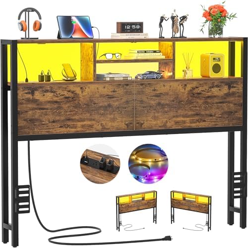 Aheaplus Headboard for Full Size Bed with Storage, Headboards with Outlets