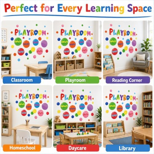 Cinrobiye Inspirational Quotes Wall Decals, Playroom Wall Decor, Laugh Imagine Share Dream Create Wall Stickers, Classroom Wall Decorations for Playroom, Preschool, Daycare, Learning Room